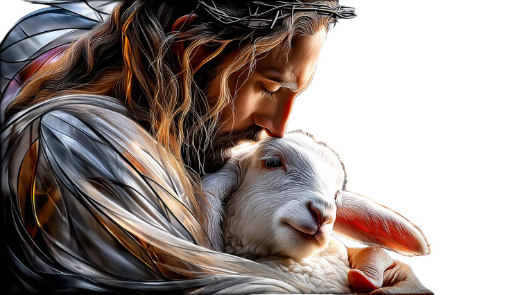 Jesus With Lamb V3 Vinyl Car Decal Sticker – Waterproof & UV-Resistant 8"