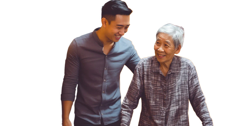 Helping Senior Walk Vinyl Car Decal Sticker – Waterproof & UV-Resistant 8"