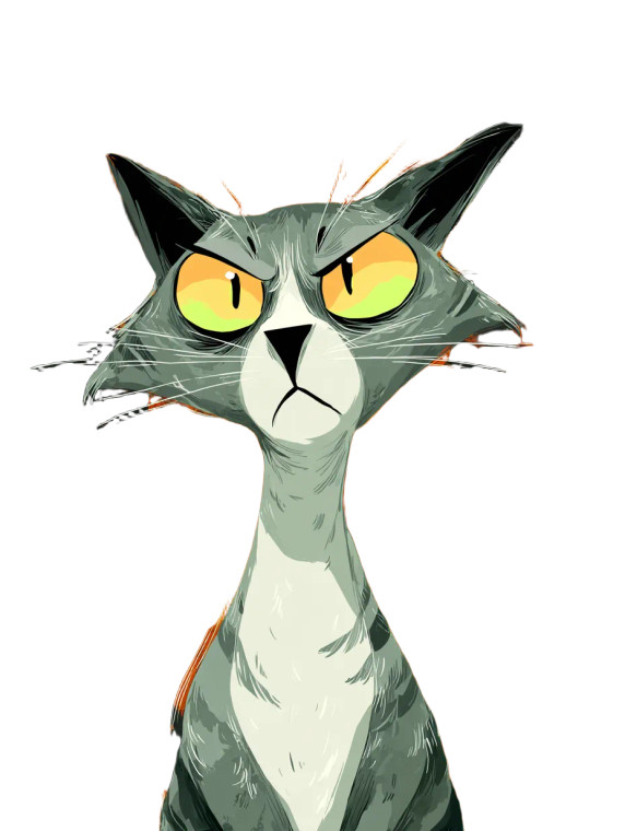 Angry Cat Illustration V2 Vinyl Car Decal Sticker – Waterproof & UV-Resistant 8"