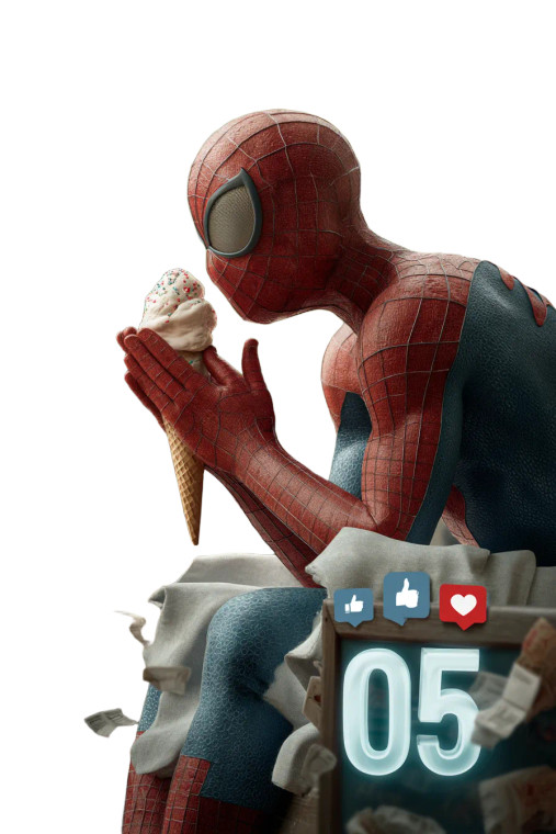 Spider-Man With Ice Cream V2 Vinyl Car Decal Sticker – Waterproof & UV-Resistant 8"