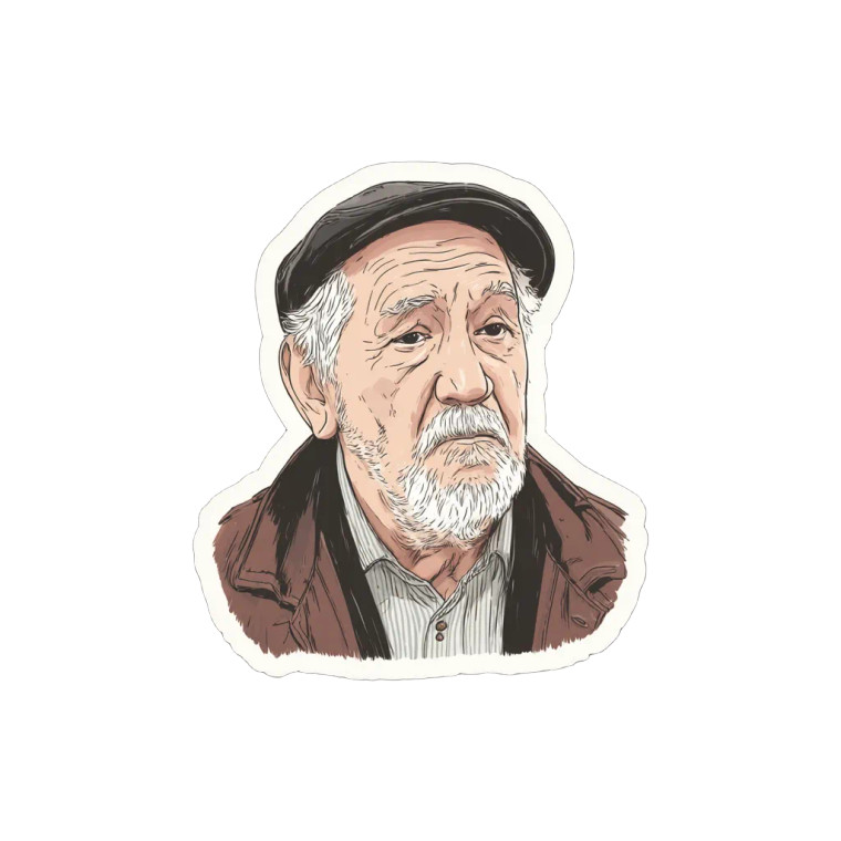 Elderly Portrait Sticker Vinyl Car Decal Sticker – Waterproof & UV-Resistant 8"