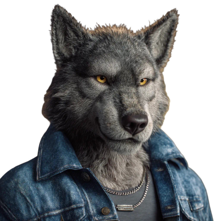 Anthropomorphic Wolf Portrait Vinyl Car Decal Sticker – Waterproof & UV-Resistant 8"
