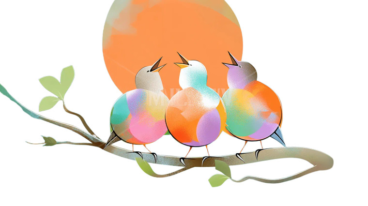 Singing Little Birds Vinyl Car Decal Sticker – Waterproof & UV-Resistant 8"