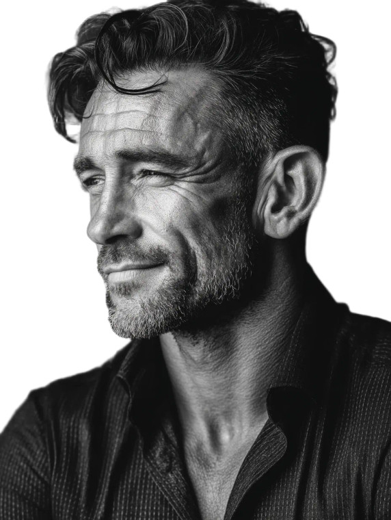 Confident Man Smiling Vinyl Car Decal Sticker – Waterproof & UV-Resistant 8"