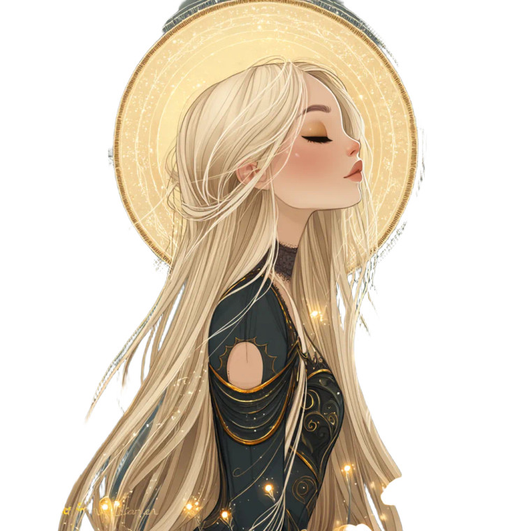 Celestial Blonde Beauty Vinyl Car Decal Sticker – Waterproof & UV-Resistant 8"