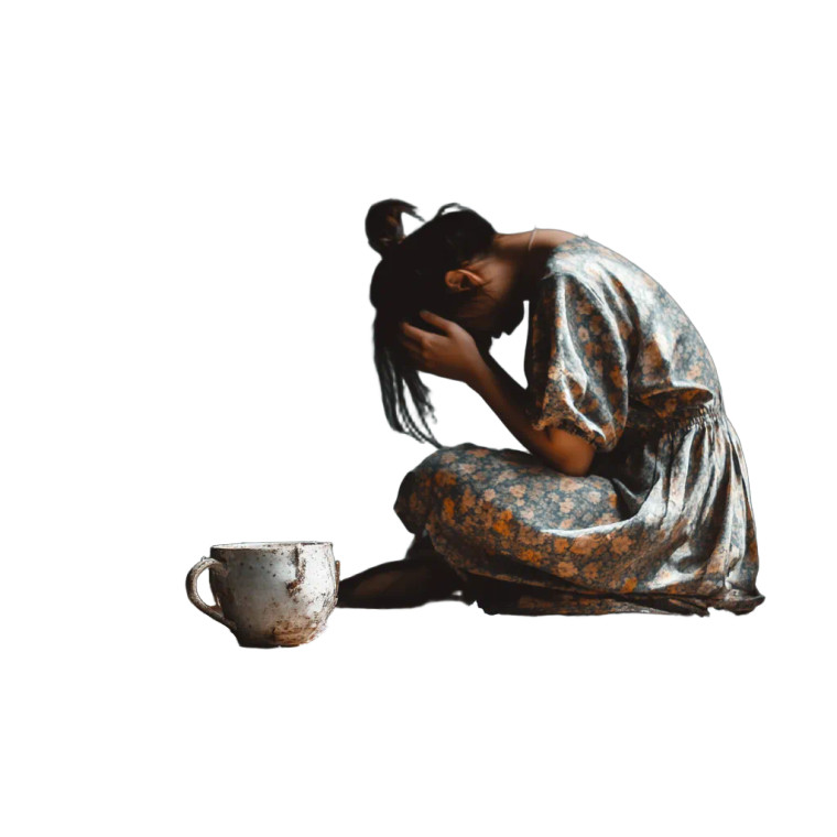 Crying Woman Mug Vinyl Car Decal Sticker – Waterproof & UV-Resistant 8"