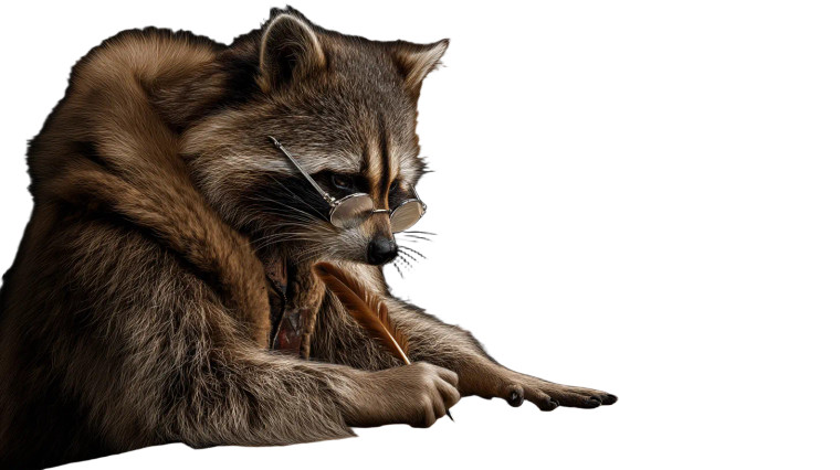 Scholarly Raccoon Vinyl Car Decal Sticker – Waterproof & UV-Resistant 8"