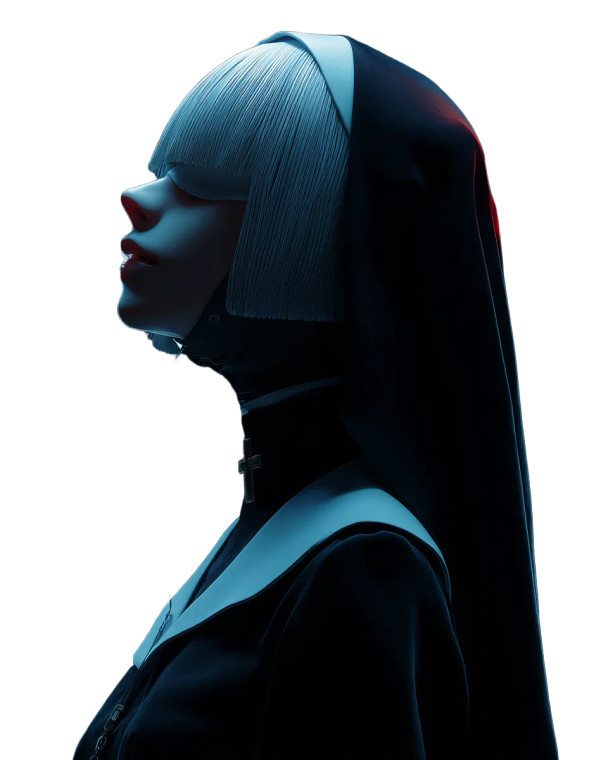 Goth Cyberpunk Nun Vinyl Car Decal Sticker – Waterproof & UV-Resistant 8"