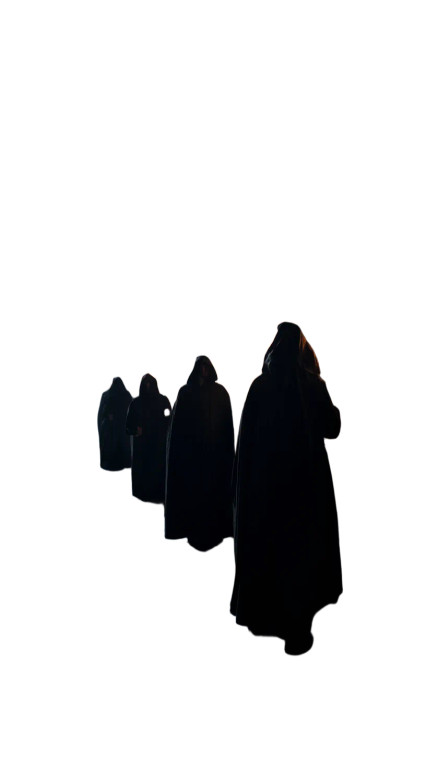 Hooded Figures Walking Vinyl Car Decal Sticker – Waterproof & UV-Resistant 8"