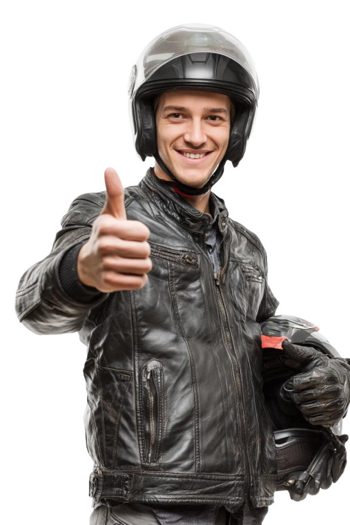 Smiling Motorcyclist Vinyl Car Decal Sticker – Waterproof & UV-Resistant 8"