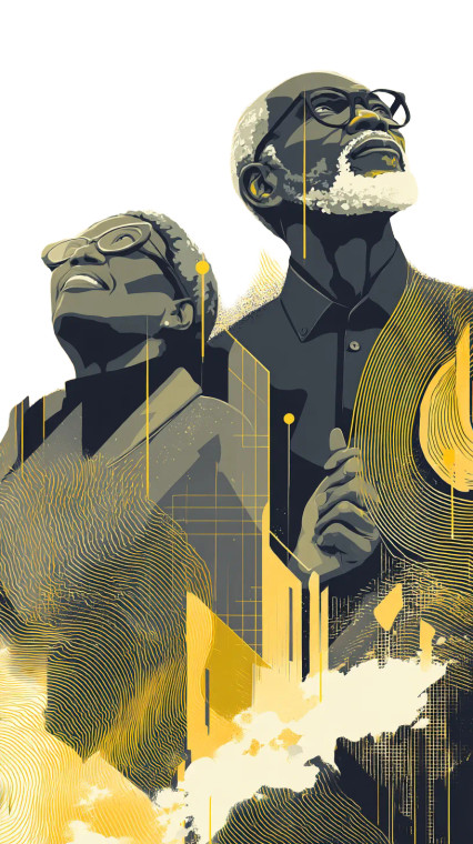 Elderly Couple Gazing Vinyl Car Decal Sticker – Waterproof & UV-Resistant 8"