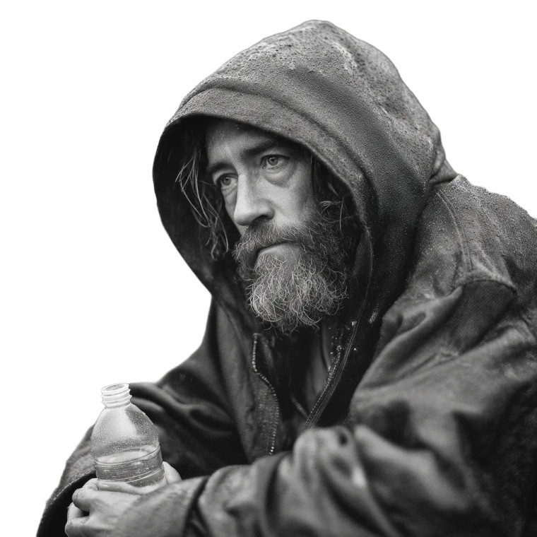Homeless In Rain Vinyl Car Decal Sticker – Waterproof & UV-Resistant 8"