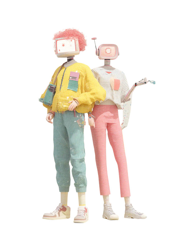 Futuristic Youth Duo Vinyl Car Decal Sticker – Waterproof & UV-Resistant 8"