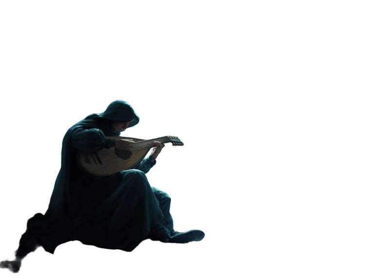 Mystic Lute Player Vinyl Car Decal Sticker – Waterproof & UV-Resistant 8"