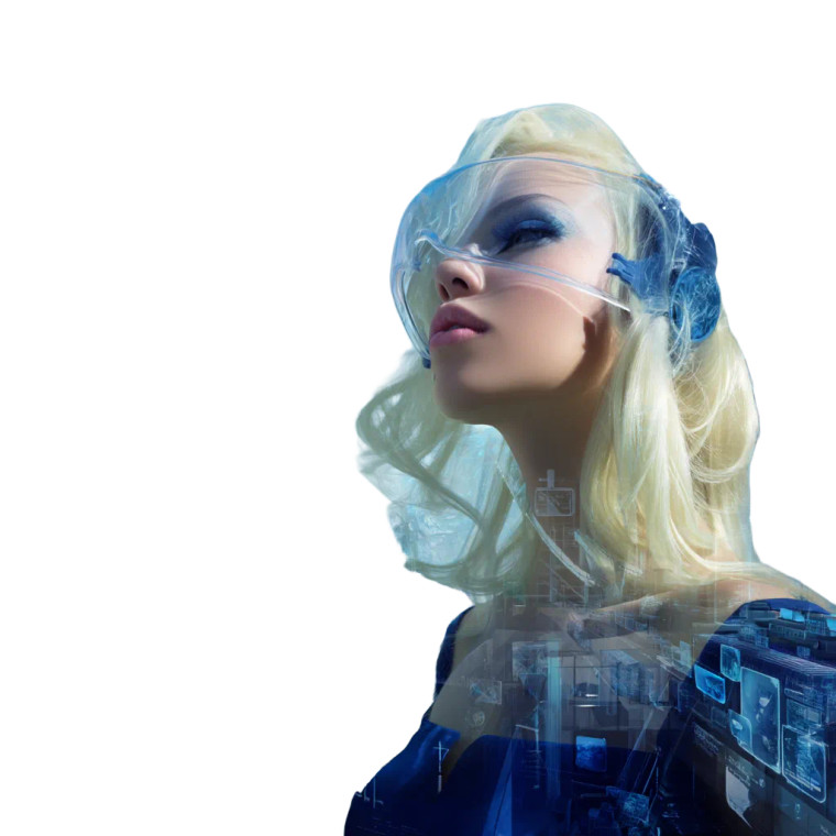 Futuristic Blonde Woman V5 Vinyl Car Decal Sticker – Waterproof & UV-Resistant 8"