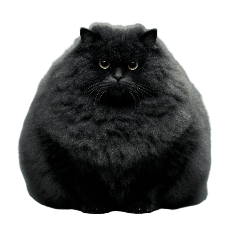 Fluffy Obese Cat Vinyl Car Decal Sticker – Waterproof & UV-Resistant 8"