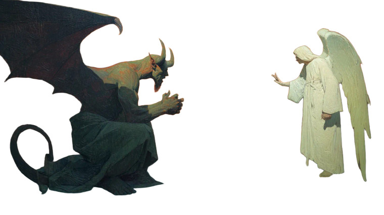 Demon & Angel Vinyl Car Decal Sticker – Waterproof & UV-Resistant 8"