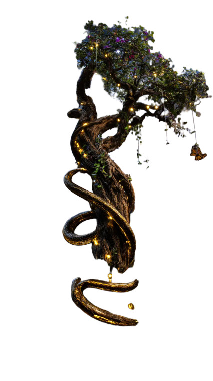 Golden Serpent Tree Vinyl Car Decal Sticker – Waterproof & UV-Resistant 8"