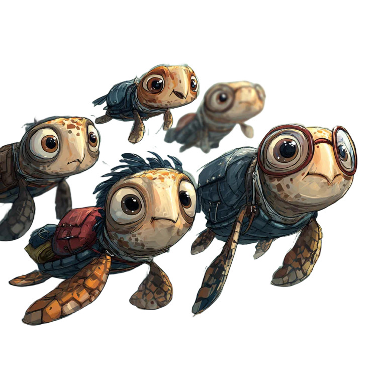 Flying Baby Turtles Vinyl Car Decal Sticker – Waterproof & UV-Resistant 8"