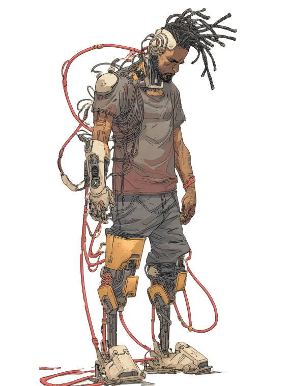 Cyborg Character Vinyl Car Decal Sticker – Waterproof & UV-Resistant 8"