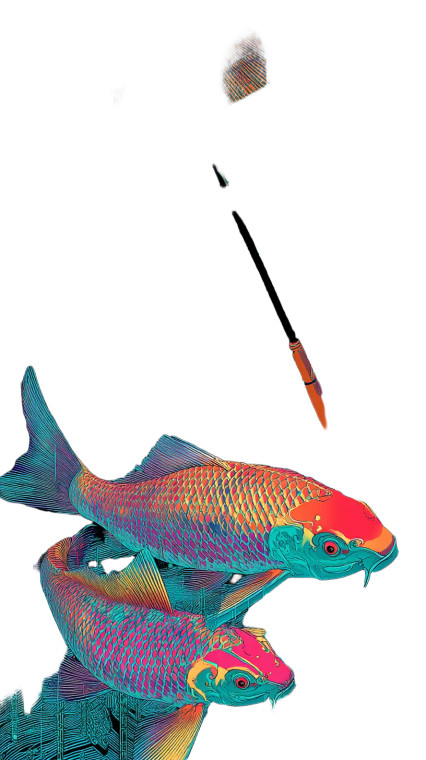 Cybernetic Koi Fish Vinyl Car Decal Sticker – Waterproof & UV-Resistant 8"