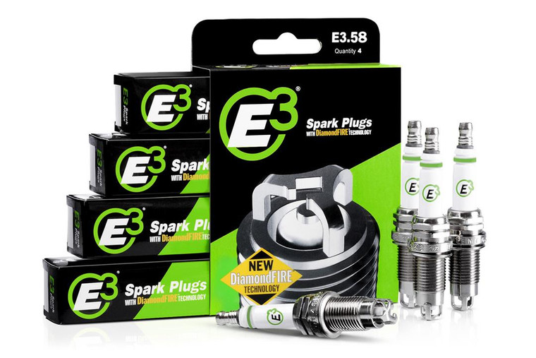 E3 Sparkplugs Spark Plugs | Set of 4 | With Resistor, Copper, Nickel Alloy | Maximum Performance & Efficiency | More Power, Reduced Emission