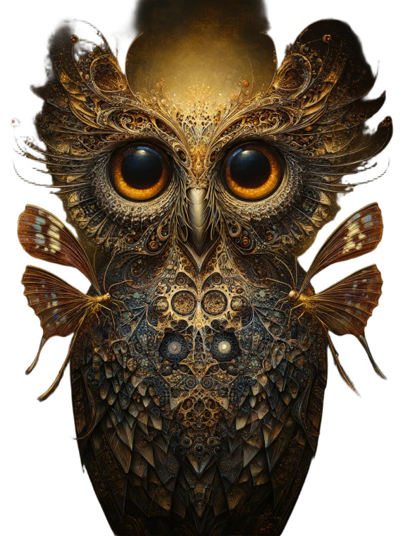 Ethereal Fractal Owl Vinyl Car Decal Sticker – Waterproof & UV-Resistant 8"