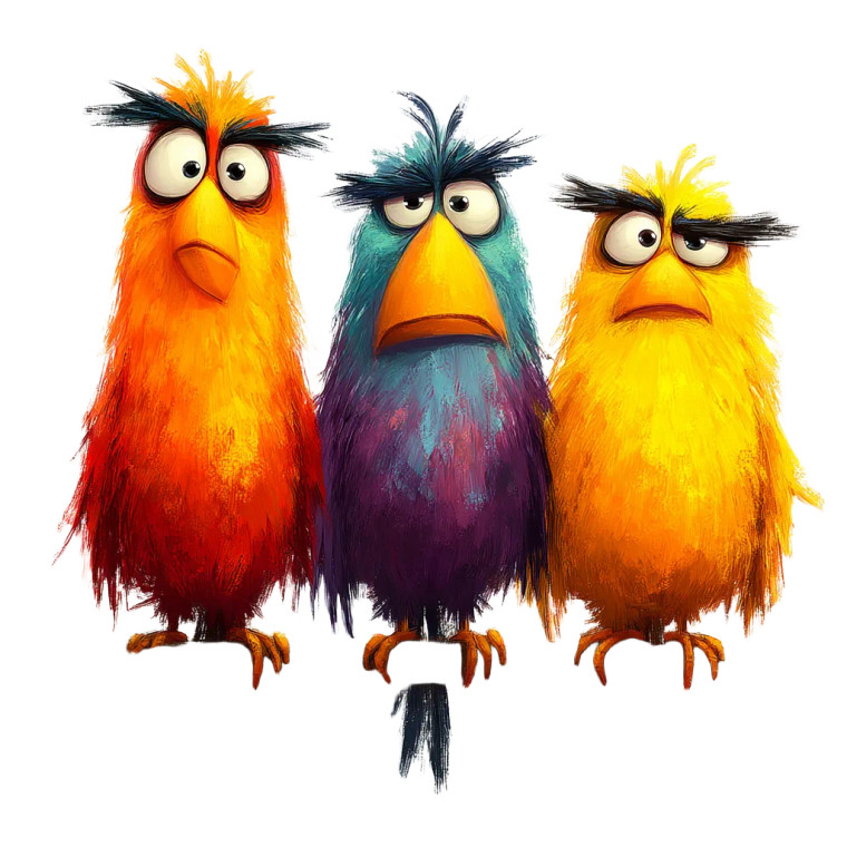 Colorful Cartoon Birds Vinyl Car Decal Sticker – Waterproof & UV-Resistant 8"