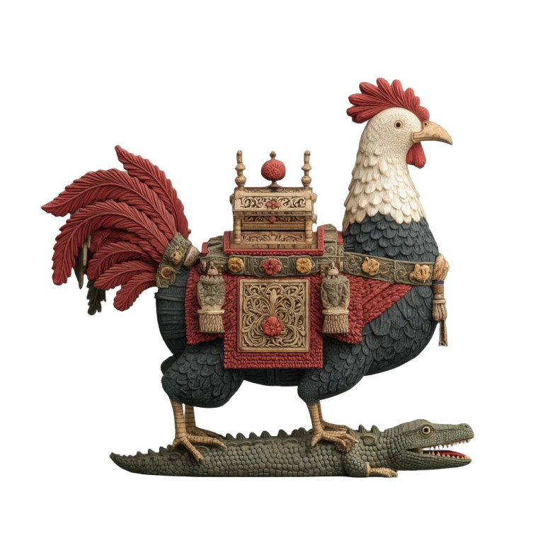 Chicken On Crocodile Vinyl Car Decal Sticker – Waterproof & UV-Resistant 8"