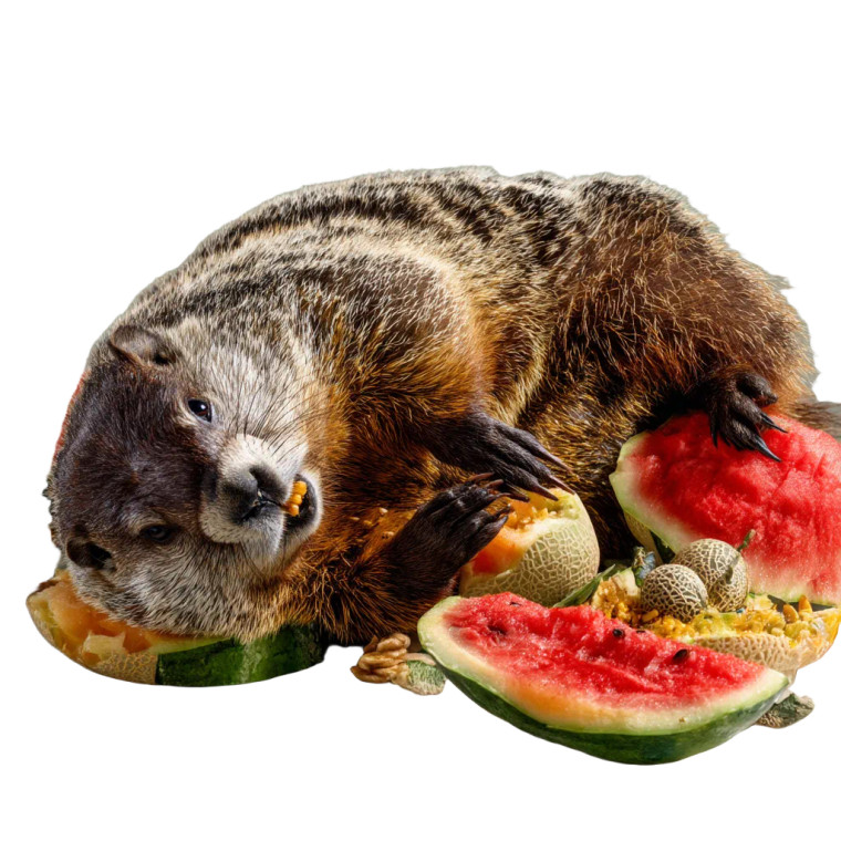 Obese Woodchuck Eating Vinyl Car Decal Sticker – Waterproof & UV-Resistant 8"