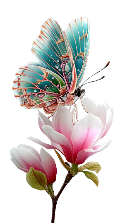 Butterfly On Magnolia Vinyl Car Decal Sticker – Waterproof & UV-Resistant 8"
