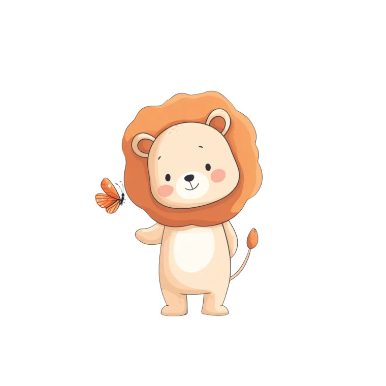 Baby Lion Illustration Vinyl Car Decal Sticker – Waterproof & UV-Resistant 8"