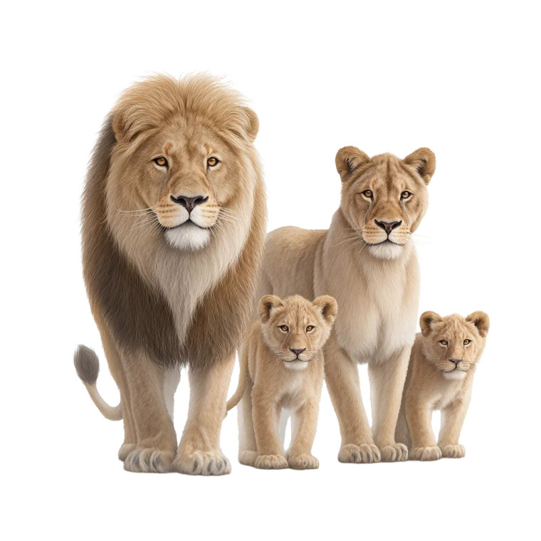 Lion Family Portrait V2 Vinyl Car Decal Sticker – Waterproof & UV-Resistant 8"