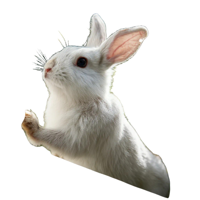 Curious White Rabbit Vinyl Car Decal Sticker – Waterproof & UV-Resistant 8"