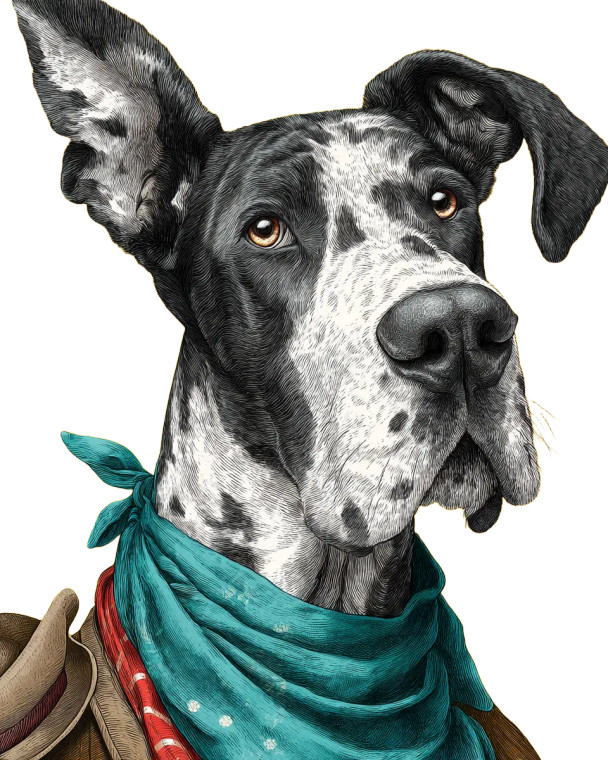 Cowboy Great Dane Vinyl Car Decal Sticker – Waterproof & UV-Resistant 8"