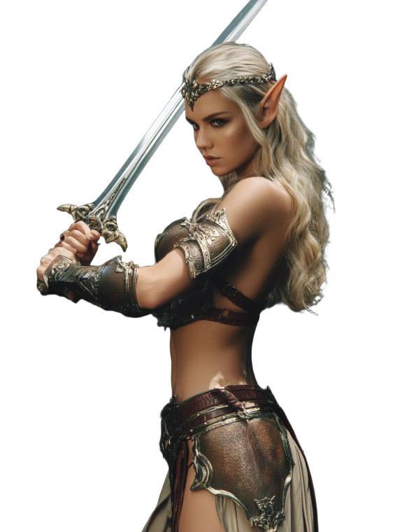 Elven Warrior Pose Vinyl Car Decal Sticker – Waterproof & UV-Resistant 8"