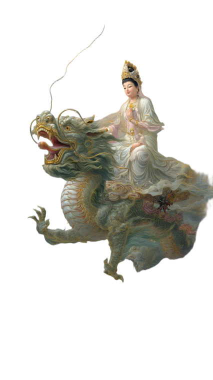 Guanyin On Dragon Vinyl Car Decal Sticker – Waterproof & UV-Resistant 8"