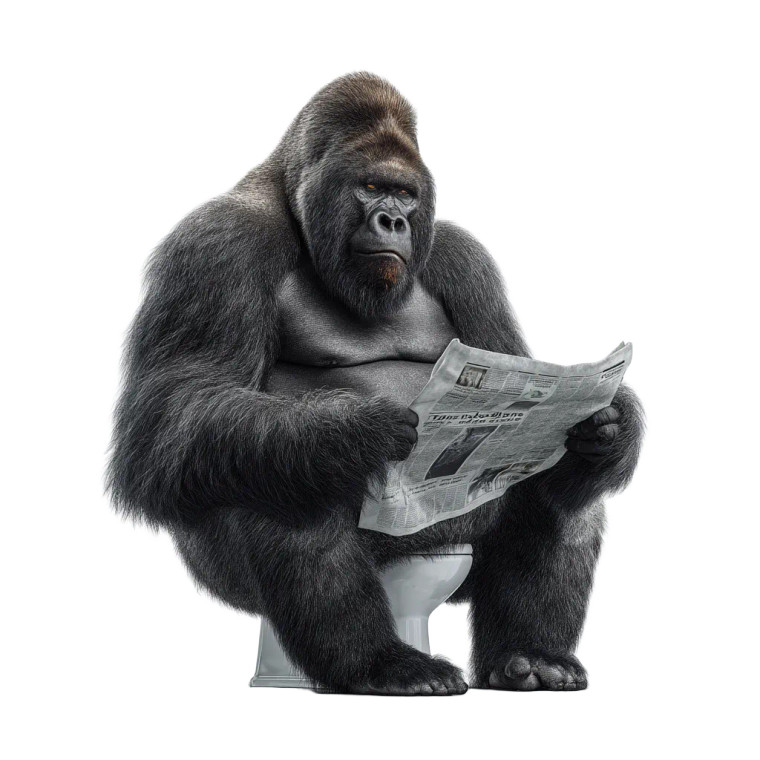Gorilla Reading Newspaper Vinyl Car Decal Sticker – Waterproof & UV-Resistant 8"