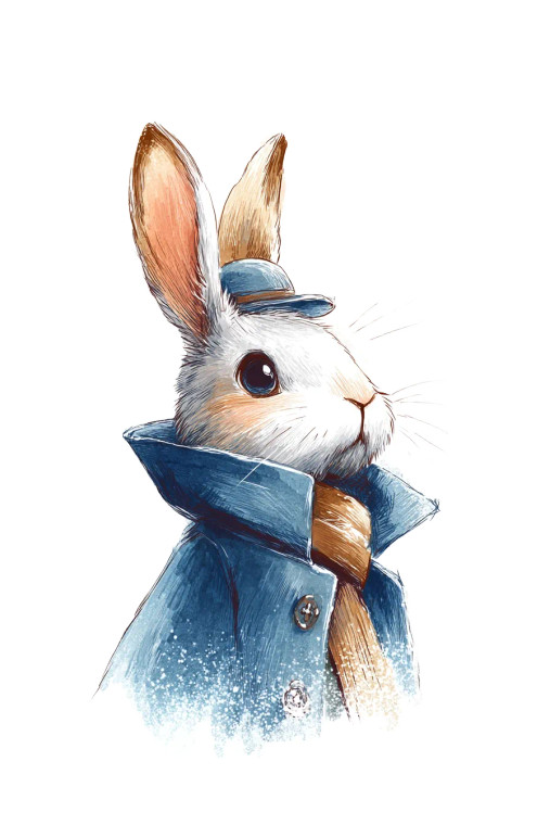 Rabbit Detective Portrait Vinyl Car Decal Sticker – Waterproof & UV-Resistant 8"