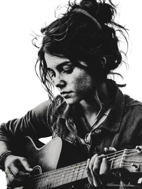 Girl Playing Guitar V2 Vinyl Car Decal Sticker – Waterproof & UV-Resistant 8"