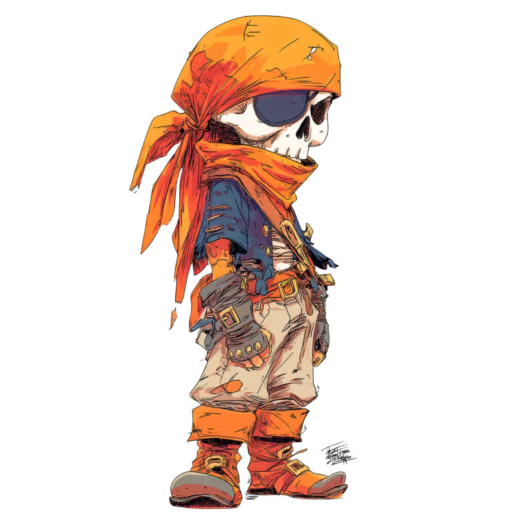 Chibi Pirate Skull Vinyl Car Decal Sticker – Waterproof & UV-Resistant 8"