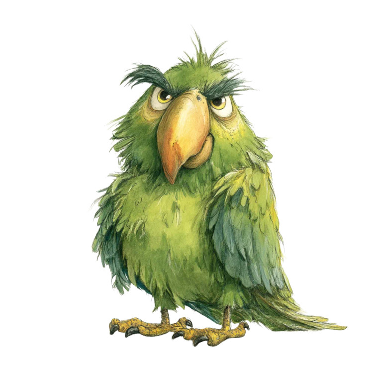 Grumpy Green Parrot Vinyl Car Decal Sticker – Waterproof & UV-Resistant 8"