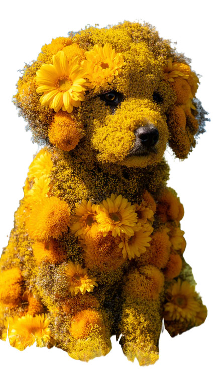 Floral Puppy Sculpture Vinyl Car Decal Sticker – Waterproof & UV-Resistant 8"