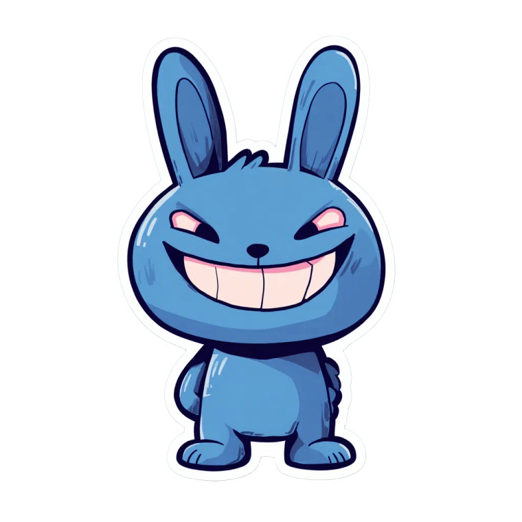 Chibi Blue Rabbit Vinyl Car Decal Sticker – Waterproof & UV-Resistant 8"