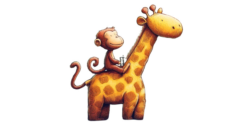 Monkey On Giraffe Vinyl Car Decal Sticker – Waterproof & UV-Resistant 8"