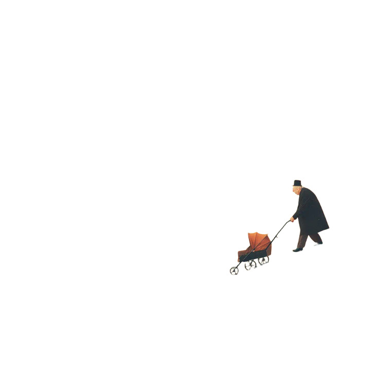 Grandfather Pushing Stroller Vinyl Car Decal Sticker – Waterproof & UV-Resistant 8"