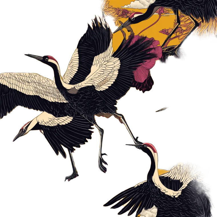 Crane Silhouettes Flight Vinyl Car Decal Sticker – Waterproof & UV-Resistant 8"