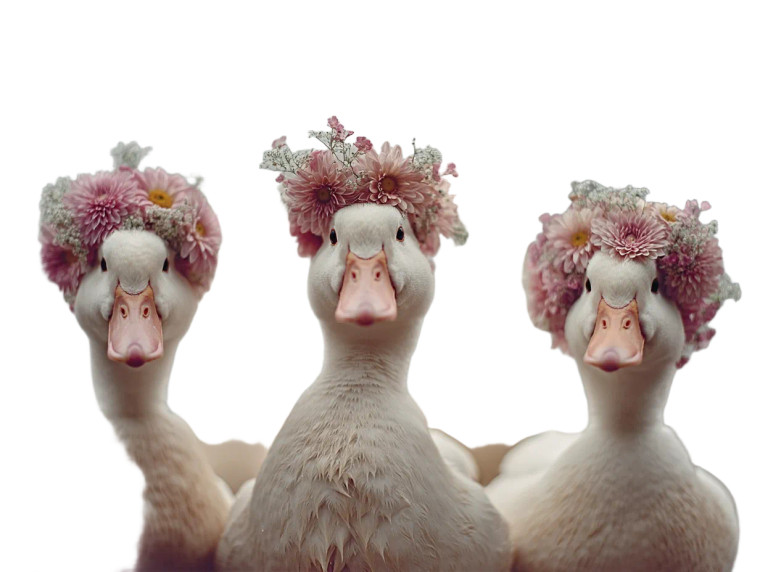 Ducks With Flower Crowns Vinyl Car Decal Sticker – Waterproof & UV-Resistant 8"