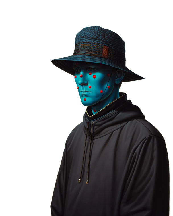 Blue Surreal Man Vinyl Car Decal Sticker – Waterproof & UV-Resistant 8"