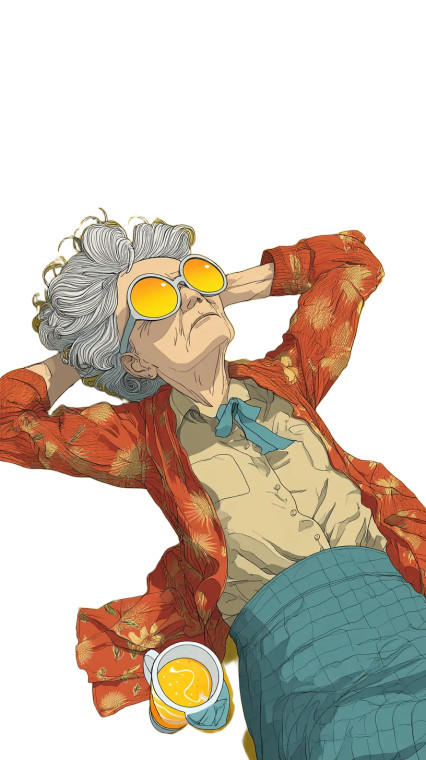 Sunbathing Old Lady Vinyl Car Decal Sticker – Waterproof & UV-Resistant 8"